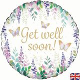 Oaktree 18inch Watercolour Floral Get Well Soon - Foil Balloons